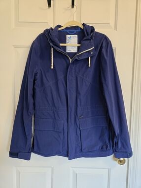 Twothirds Mens Blue Lightweight Hooded Rain And Wind Jacket Size Medium